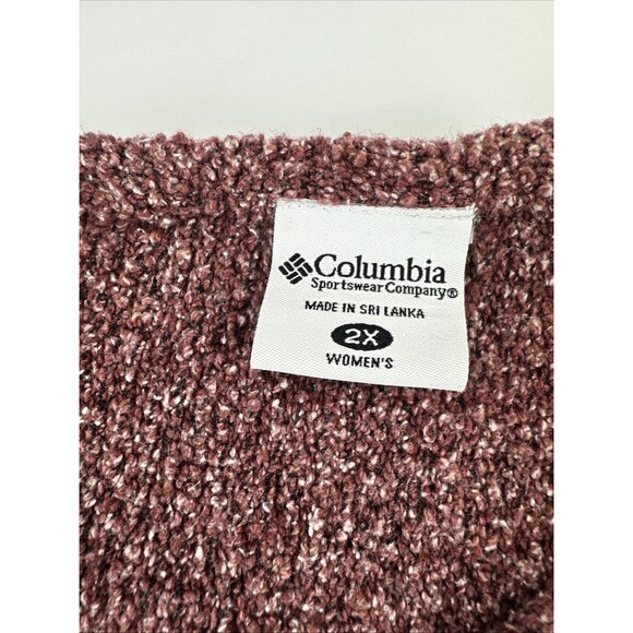 Columbia Speckled Pullover Sweater Burgundy Maroon V-Neck Stretch Womens 2X - Picture 7 of 11